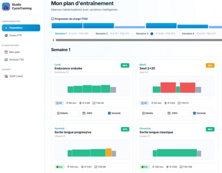 Le Studio CyclingTraining t’accompagne dans la création de ton plan d’entraînement sur mesure, adapté à ton niveau, ton objectif et ta FTP.
