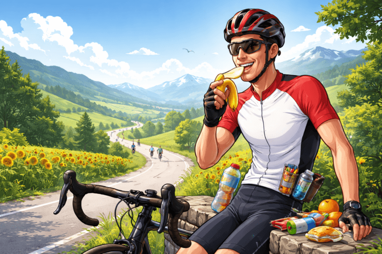 Nutrition à vélo : découvre quoi manger avant, pendant et après une sortie pour éviter la fringale, rouler plus longtemps et améliorer ton endurance.