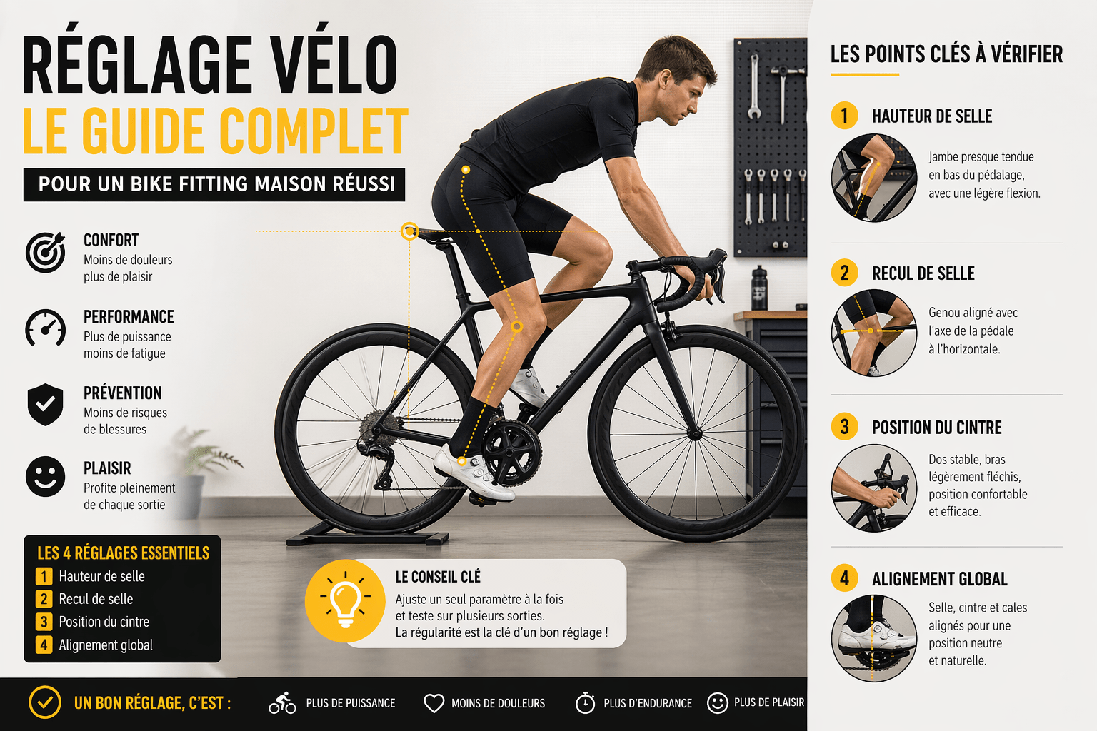 Découvre comment régler ton vélo parfaitement sans expert grâce à ce guide complet de bike fitting maison. Confort, performance et zéro douleur au programme.